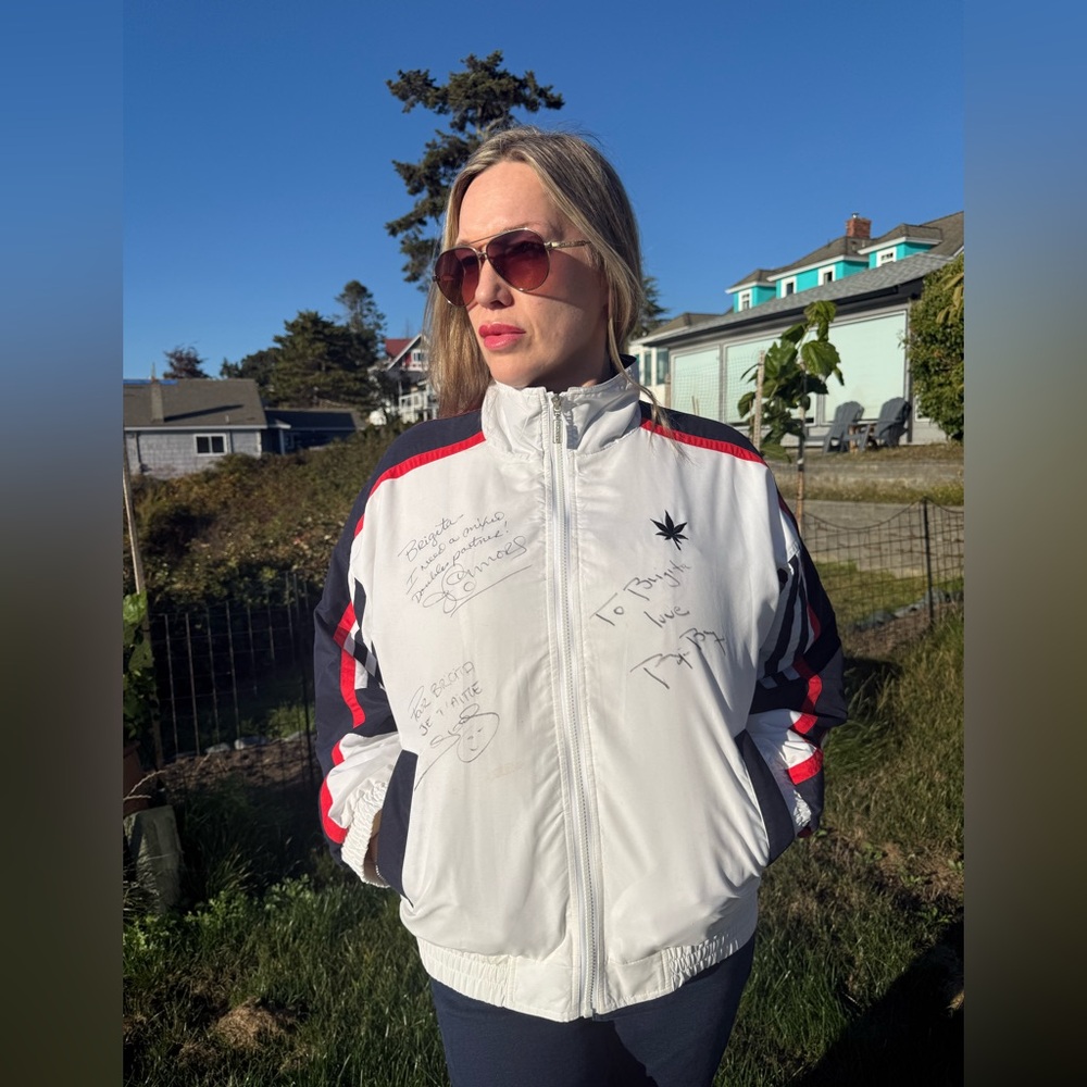 Women's Tennis Memorabilia White and Black Jacket